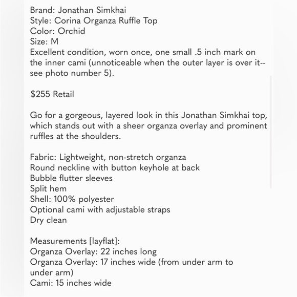 Navy Jonathan Simkhai Corina Organza Ruffle Top [M, NWT] - Picture 7 of 13